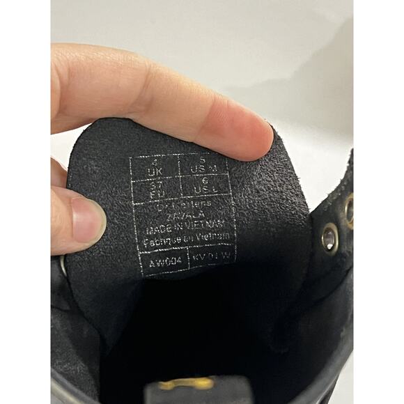 Dr. Doc Martens Air Wair Zavala Combat Boots Black Leather Womens 6 Mens 5 - Picture 3 of 10